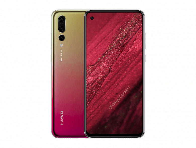 Смартфон Huawei Nova 4 с дырявым экраном красуется на качественном рендере