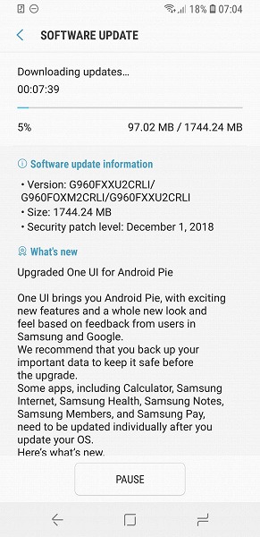 Вышла стабильная версия Android Pie с оболочкой One UI для смартфонов Samsung Galaxy S9 и Galaxy S9+