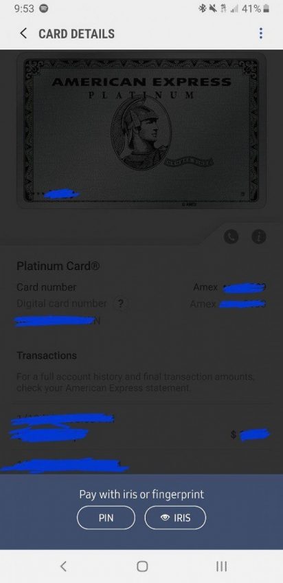 Скриншот окна с информацией о платеже на современном Galaxy S9 — места для сканирования отпечатка внизу явно мало