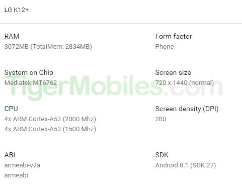 LG K12+ получит аппаратную платформу от Xiaomi Redmi 6
