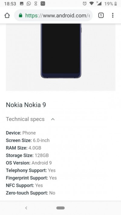 Официальный сайт Android подтвердил ряд характеристик Nokia 9 – фото 2