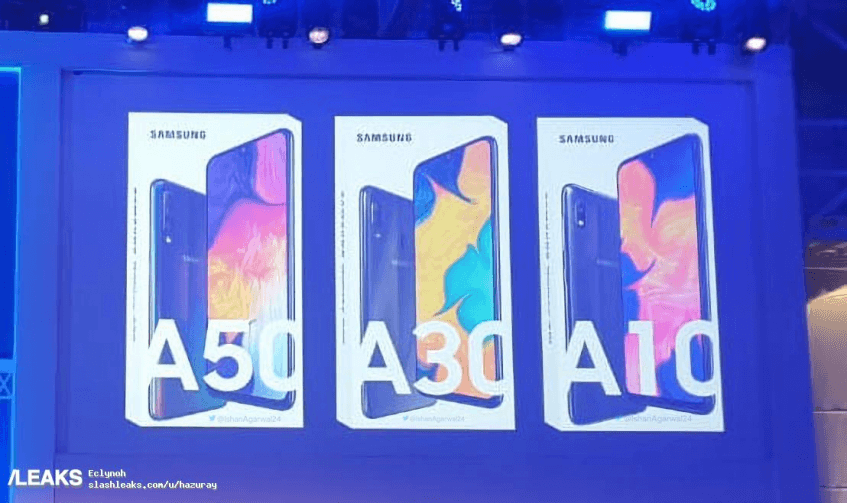 Samsung Galaxy A50, A30 и A10 вместе красуются на официальном изображении