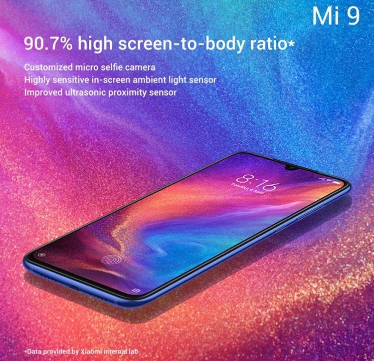 Экран смартфона Xiaomi Mi 9 займёт более 90% площади лицевой поверхности