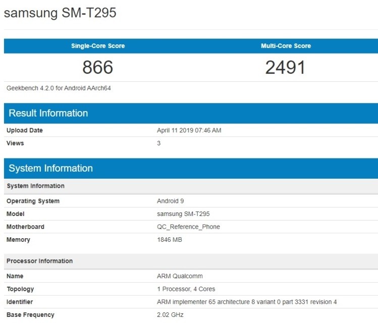 Новый Samsung Galaxy Tab 7.0 (2019) замечен в базе GeekBench