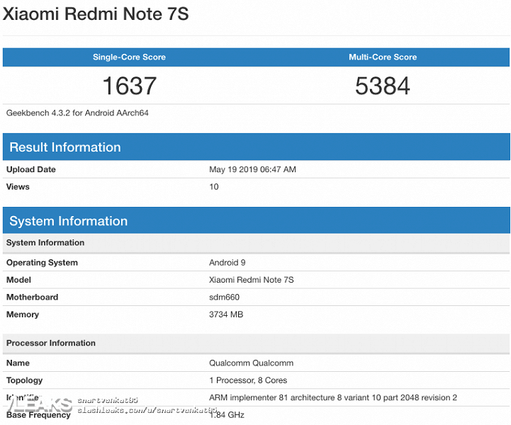 Redmi Note 7S протестировали за несколько часов до анонса