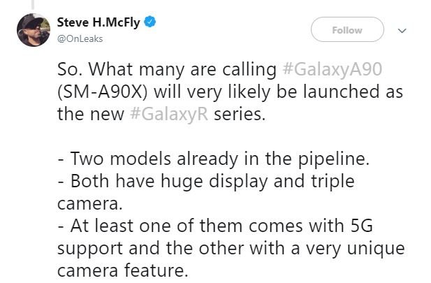 Samsung готовит новую линейку смартфонов Galaxy R, одна из двух моделей серии будет поддерживать 5G