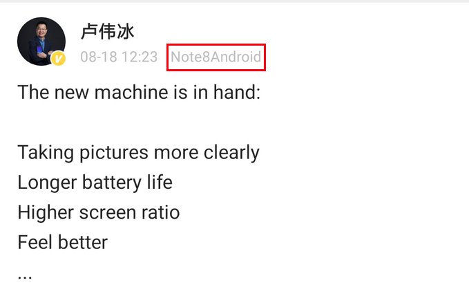 Вице-президент Xiaomi уже пользуется Redmi Note 8, он подтвердил наличие в смартфоне 64-мегапиксельной камеры и быстрой зарядки