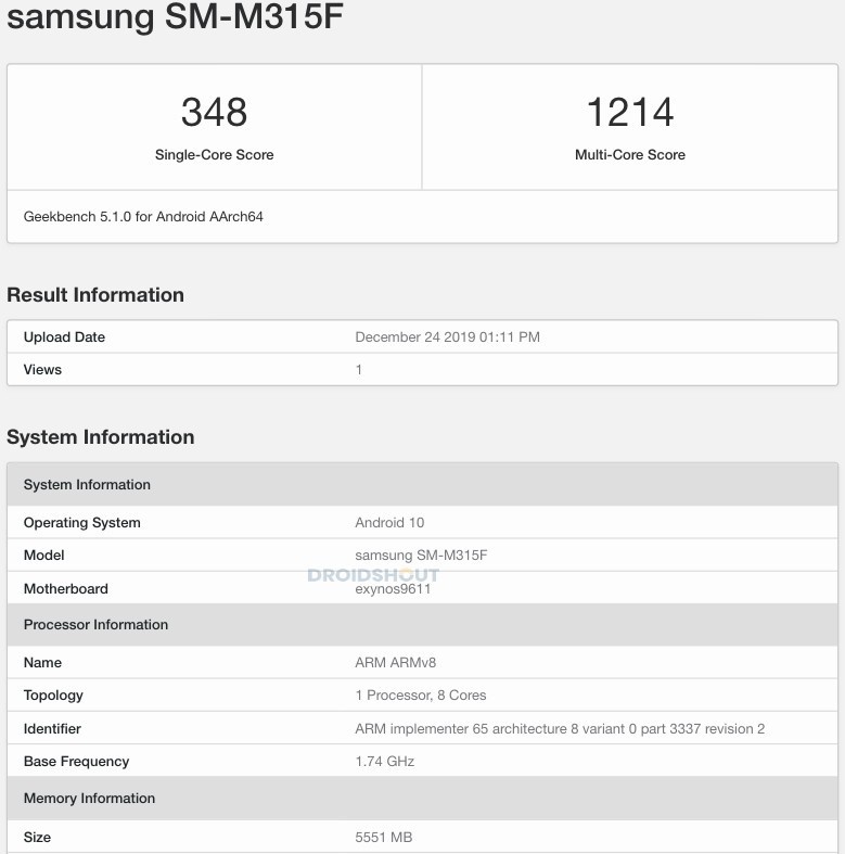 На Geekbench появились ключевые характеристики Samsung Galaxy M31 – фото 1