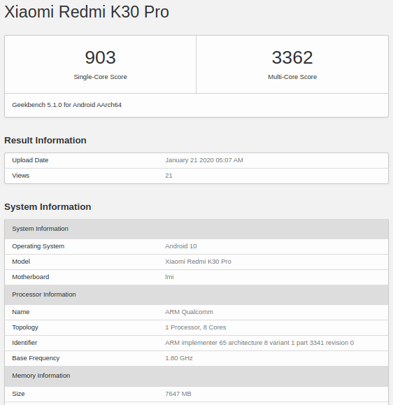 Redmi K30 Pro был замечен в бенчмарке – фото 1