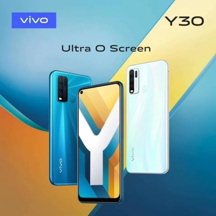 Телефон Vivo Y30 за 0 оснащен четверной камерой и экраном с отверстием