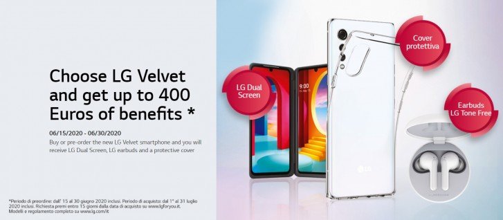 LG дарит второй дисплей, наушники и чехол стоимостью 400 евро покупателям LG Velvet 5G в Европе