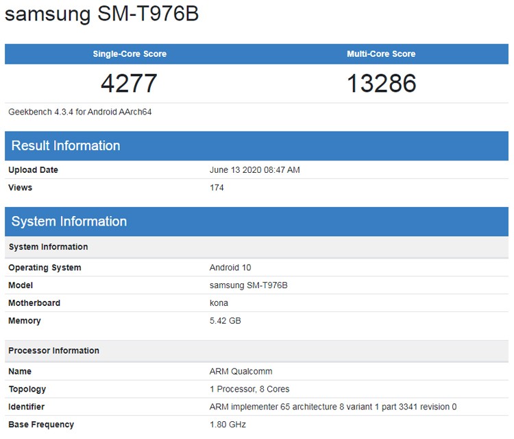 Раскрыта производительность неанонсированного планшета Samsung Galaxy Tab S7+ - 1