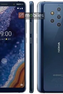 Пресс-фото Nokia 9 PureView с пятью камерами и сканером в экране