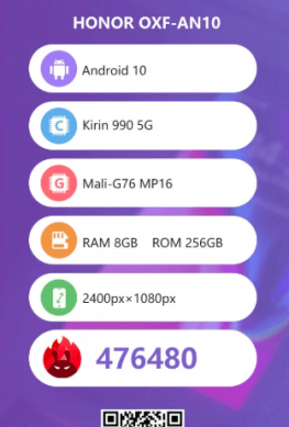 Характеристики Honor V30 Pro 5G из бенчмарка AnTuTu