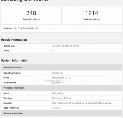 На Geekbench появились ключевые характеристики Samsung Galaxy M31 – фото 1