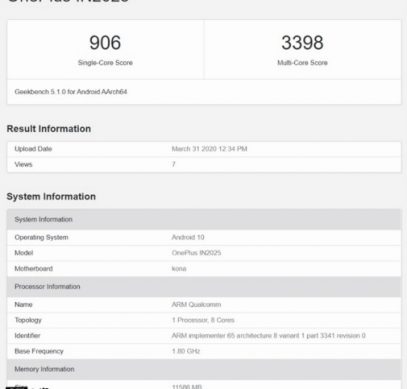 OnePlus 8 Pro в Geekbench